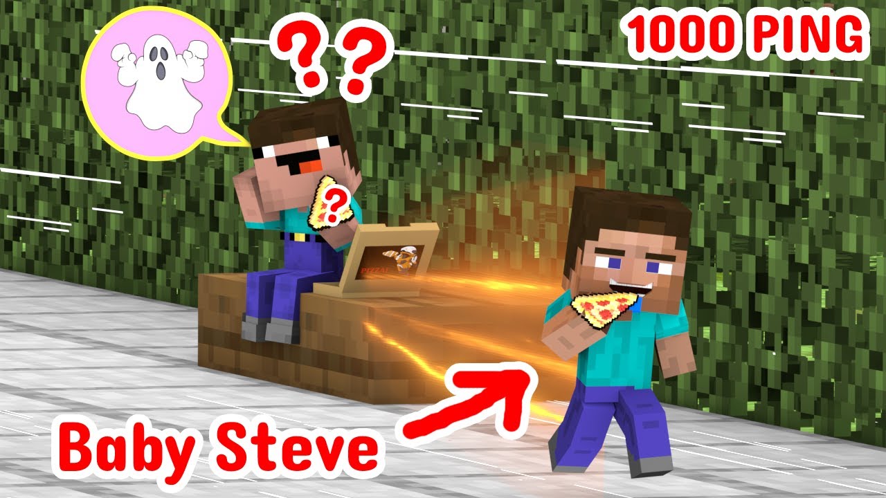 Minecraft On 1000 Ping - Baby Steve Becomes Quicksilver Saves Everyone