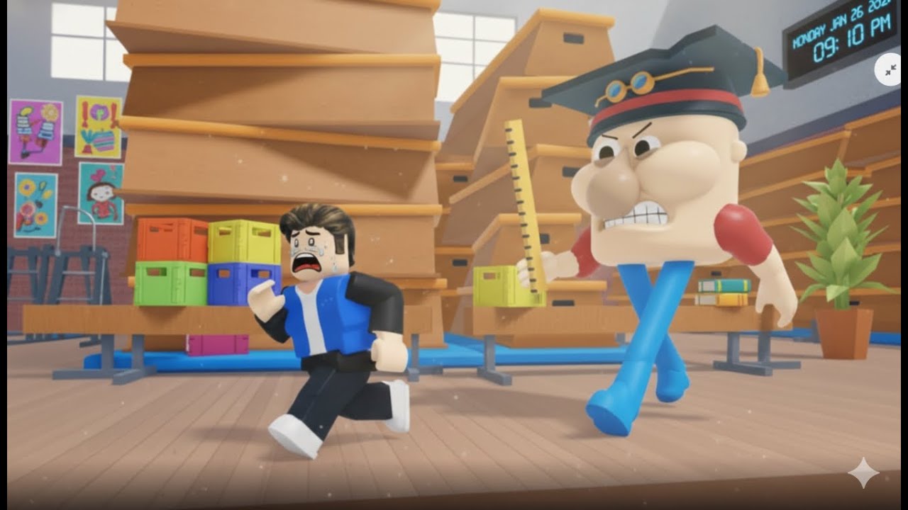 Roblox 逃離Meaniehead先生的學校!!哈哈我又不想上學，我要逃，誰都不要攔我🏫🏫🏫🏃‍♀️‍➡️🏃‍♀️‍➡️