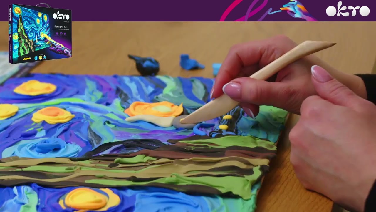 Sensory Art - Gyurmaműv&eacute;szet - Vincent van Gogh - Csillagos &eacute;jszaka - 3D fest&eacute;szet