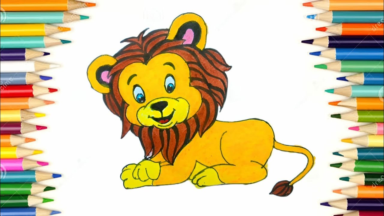 Cute Lion Drowning || How to draw Cute Lion Drowning step by step....