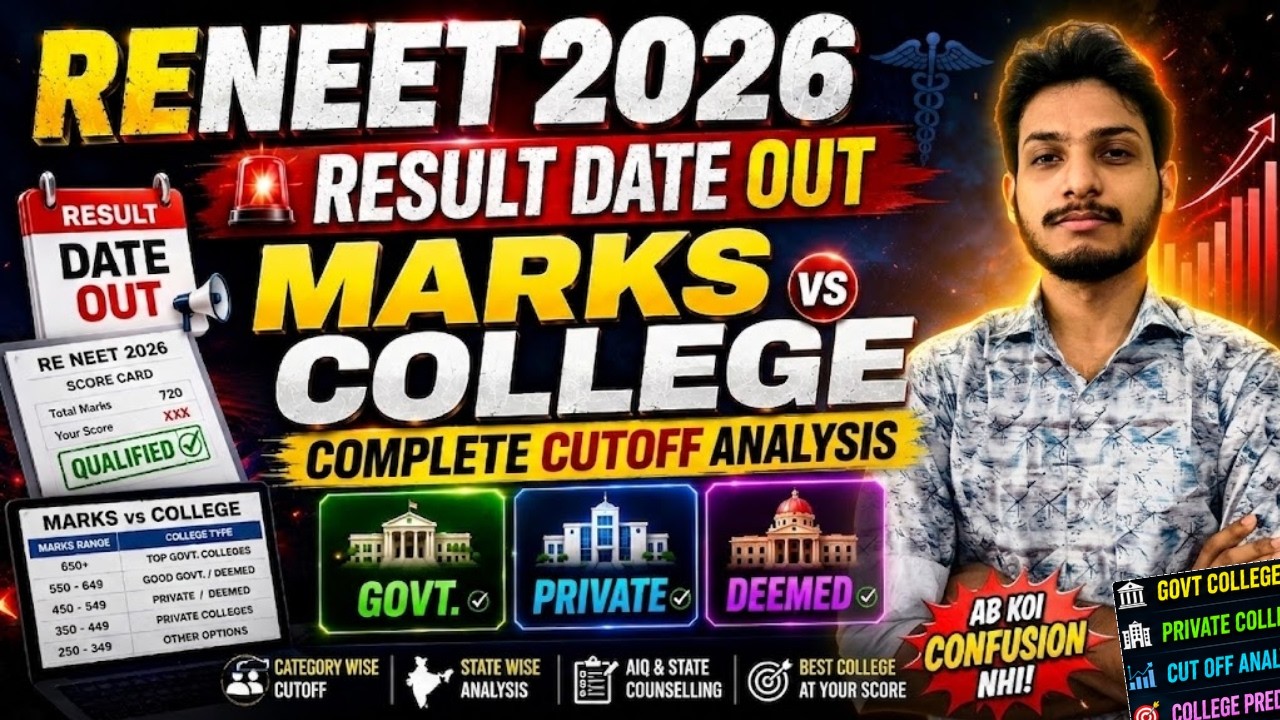 RE-NEET 2026 Result Date Out 🔥 Marks vs College | Complete Cutoff Analysis | Govt, Private & Deemed