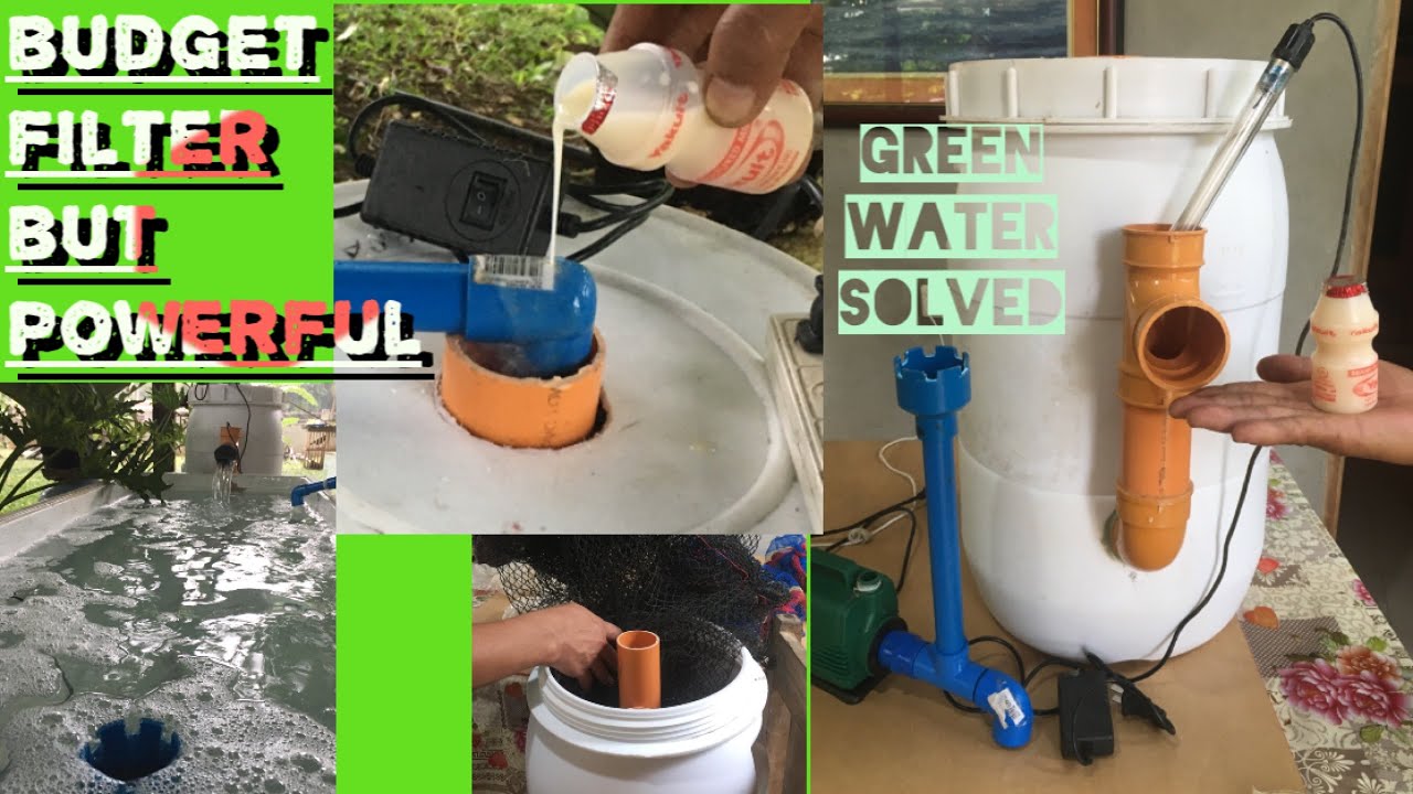 FISH POND FILTER SYSTEM AND PUMP SETUP with ultraviolet light and beneficial bacteria booster
