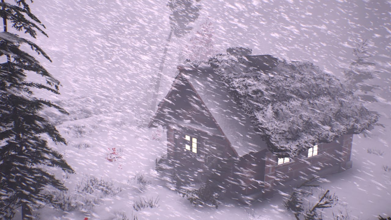 Cozy Cabin Snowstorm Background: Firelight & Blowing Snow for Focus | Warm Shelter in a Frozen Night