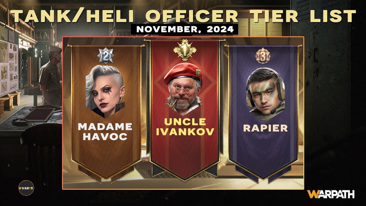 Рейтинги офицеров танков Warpath, 11/2024