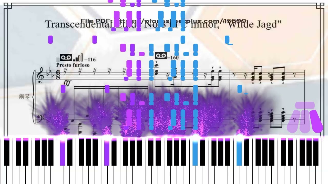 Free Piano Sheet Transcendental Étude No. 8 in C Minor, S. 139: “Wilde Jagd” by Franz Liszt