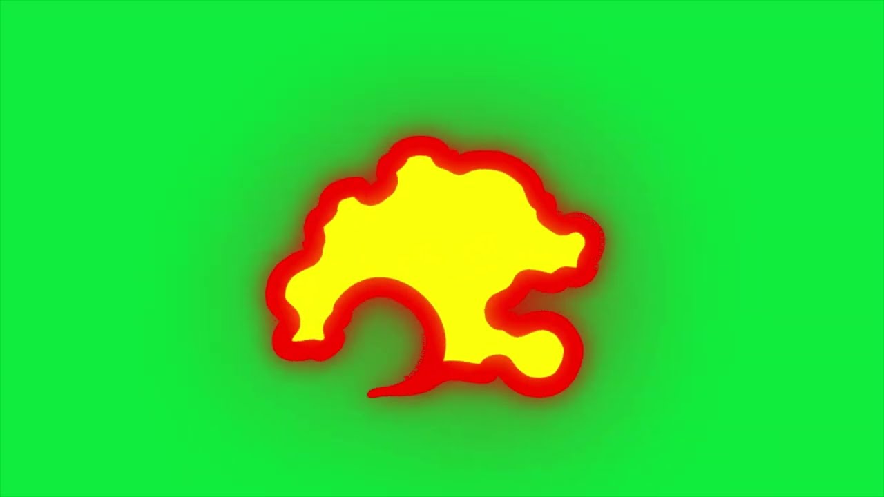 Simple Cartoon Fire Explosion Green Screen - Yellow Burst VFX - No Copyright