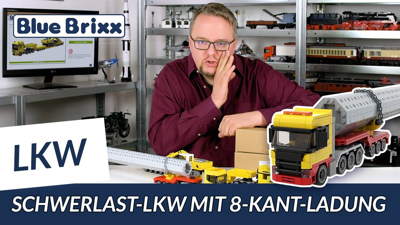 Schwerlast-LKW mit Nachläufer + 8-Kant-Ladung von BlueBrixx