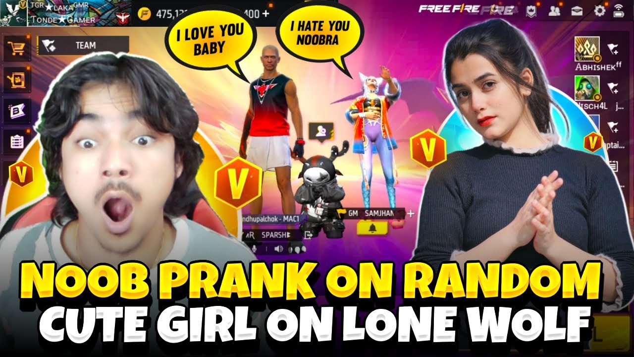 Noob Prank on Cute Girl on Lone wolf😱 i Purpose her😍 Garena free fire