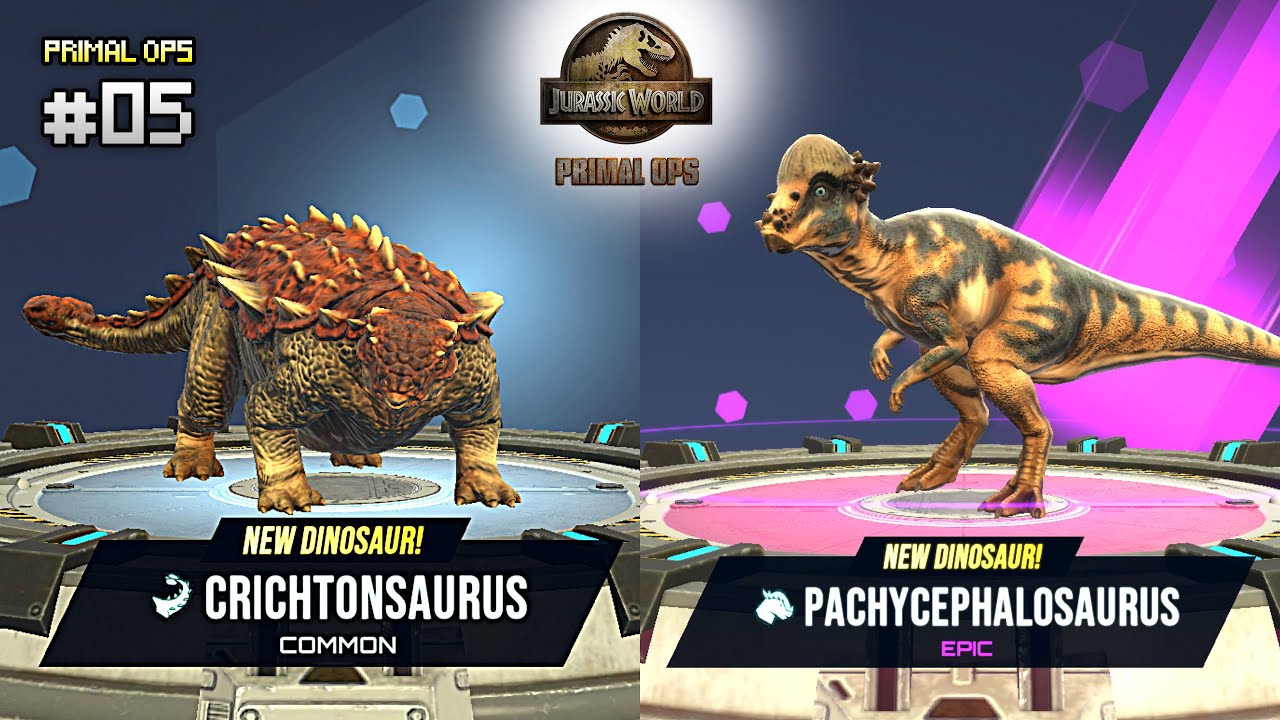 New Dinosaurs! Crichtonsaurus & Pachycephalosaurus! Jurassic World Primal Ops Game Play