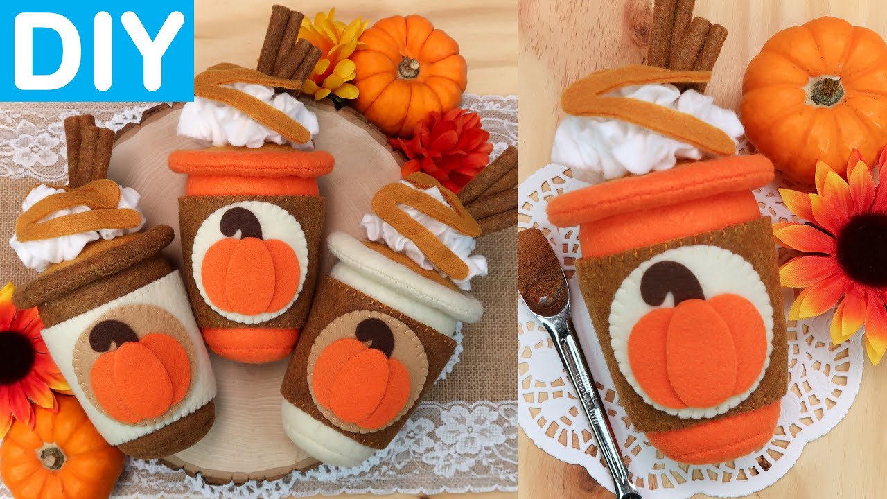 DIY Pumpkin Spice Latte Plush 🍁 Easy/Cute Felt Food Craft for Fall, Autumn, Halloween, Thanksgiving