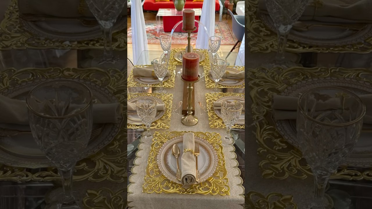 Cozy table setup in gold tone
