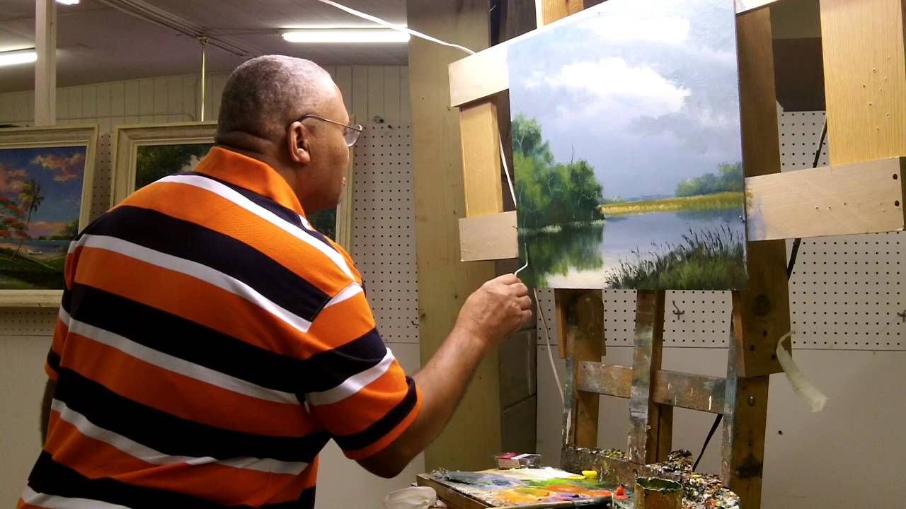 Florida Landscape Artist Sam Newton at Grant Antique Mall - July 20, 2013
