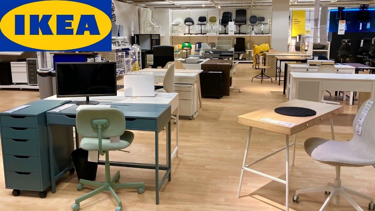 IKEA OFFICE WORK SPACE FURNITURE DESKS CHAIRS ARMCHAIRS SHOP WITH ME SHOPPING STORE WALK THROUGH
