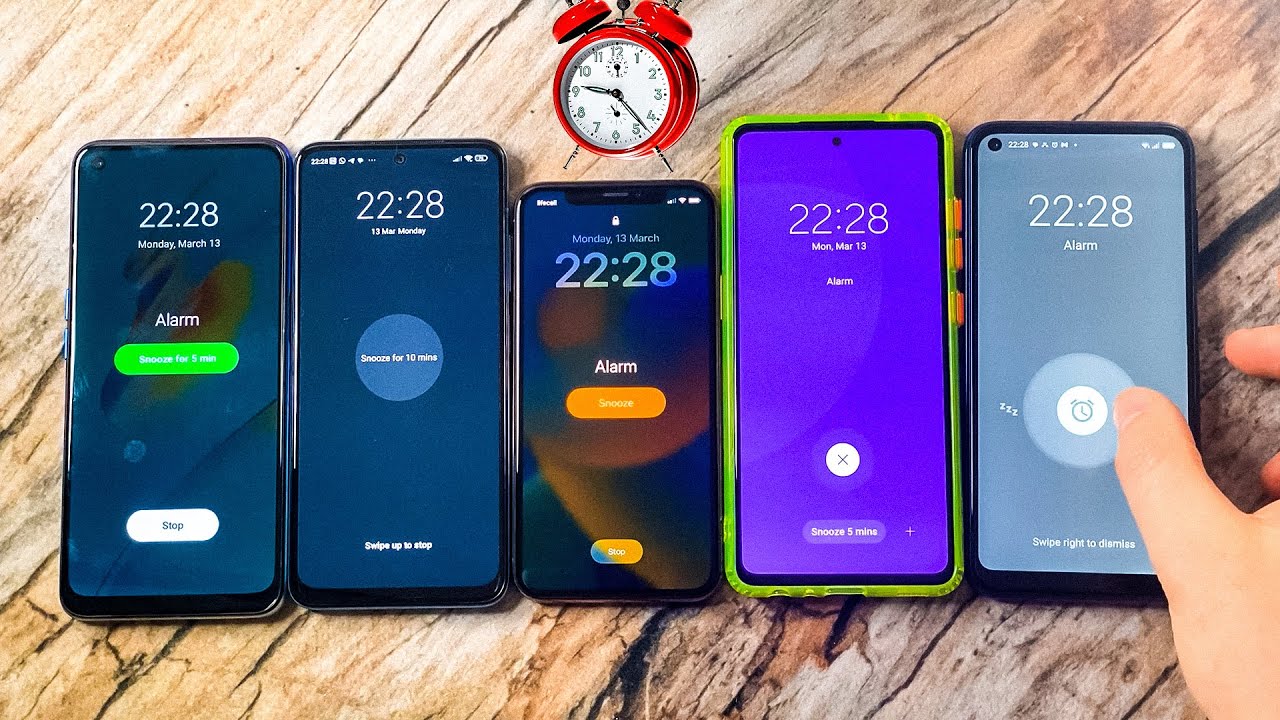 Alarm Clock and Timer ON the phone 5 pcs ring at the same time iPhone, Samsung, OPPO, Blackview ...