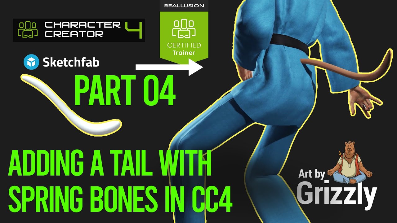 Adding a tail with spring bones to a Humanoid Cat Character | Character Creator 4 Tutorial - Part 04