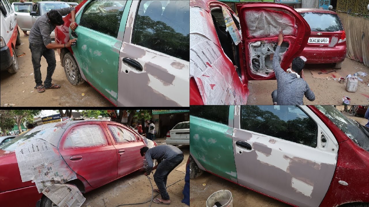 Car Door's Painting Done | Car Painting Tips | How To Get Your Car Painted | Toyota Etios Accident