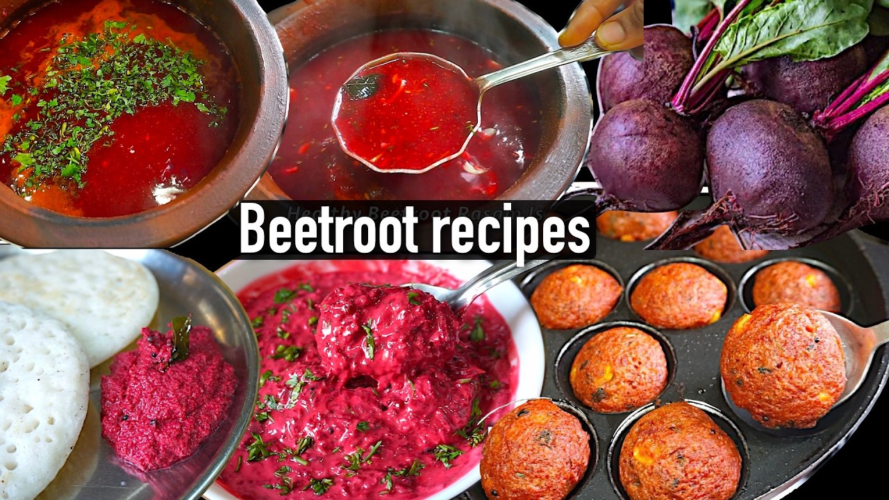 Beetroot recipes | healthy beetroot recipes | beetroot raita, rasam, chutney, paniyaram recipe