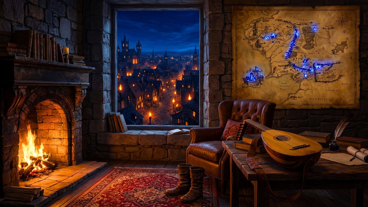 3 Hours of Magical Medieval Celtic Music & Warm Fireplace Crackles for TTRPGs, Focus & Deep Rest