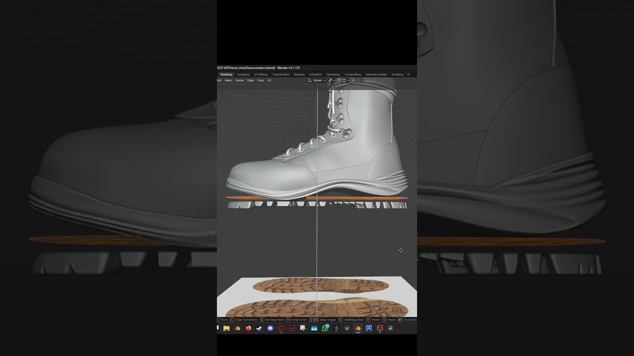 Простой способ прикрепить протектор к обуви: модификатор Surface Deform! #blender #3dmodeling