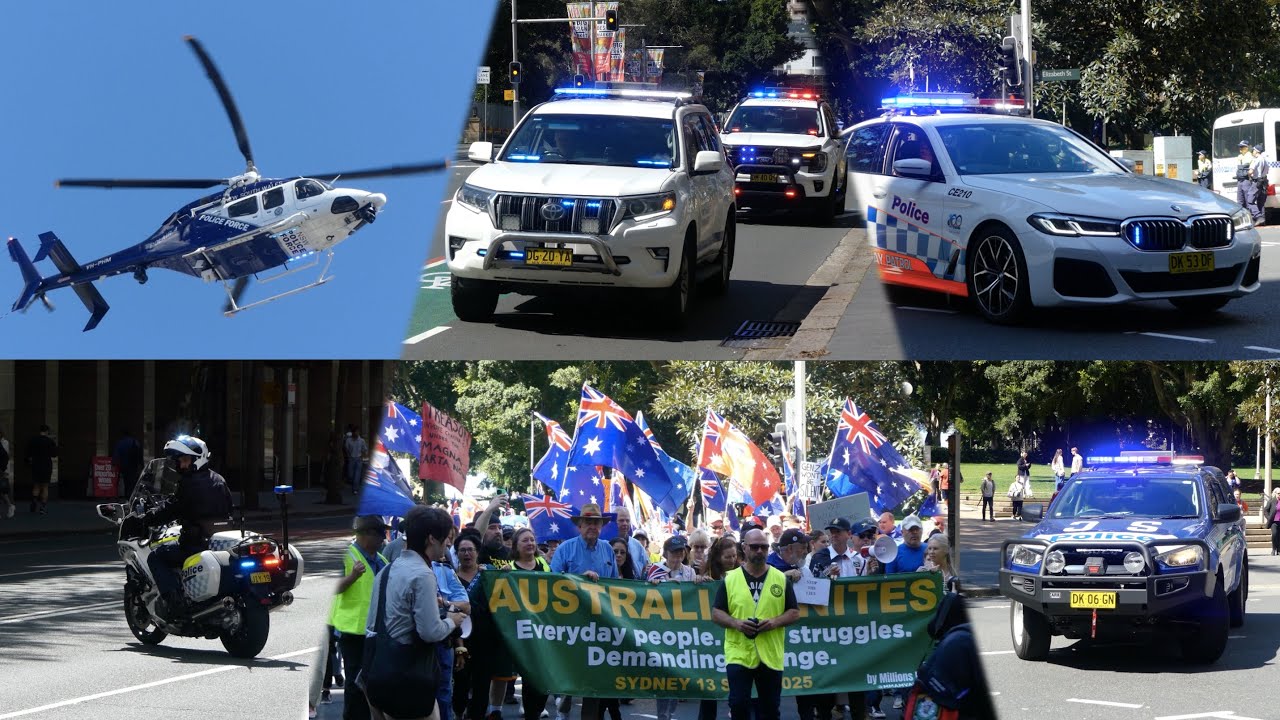 NSW Police, Emergency Services in Action at 'Australia Unites' Protest March | Sydney, Australia