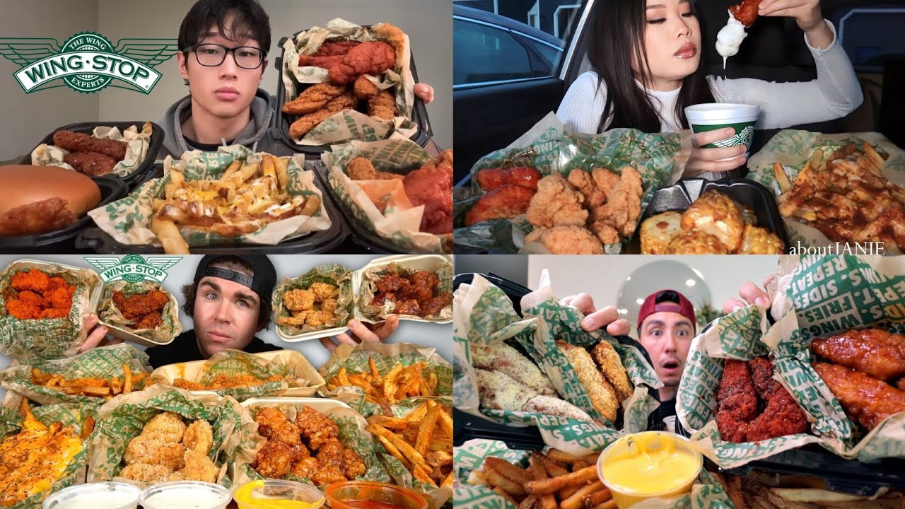 wingstop mukbang [ASMR] The sound of eating compilation|Spicy fried chicken,Potatoes with cheese🍗🍟🌽