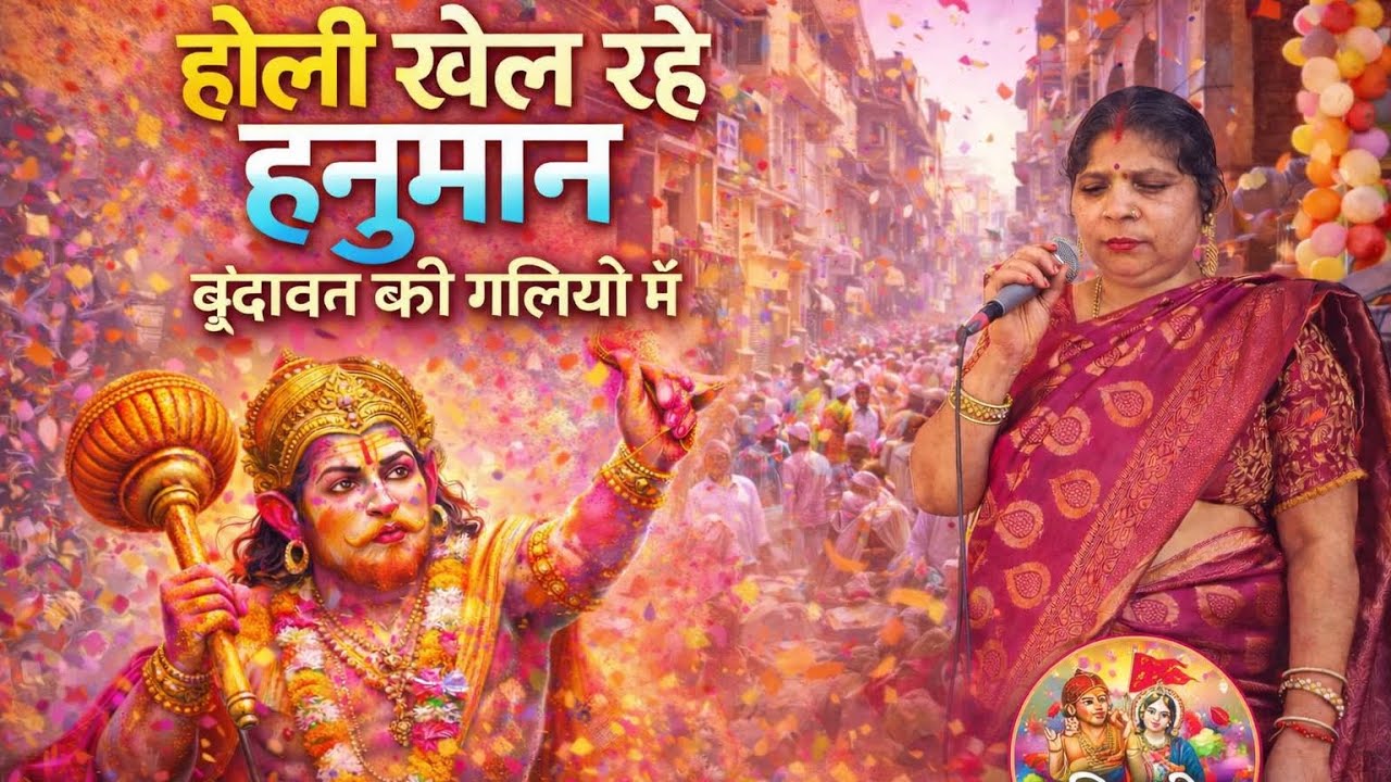 होली खेल रहे हनुमान 🎈🎈 वृंदावन की गलियों में ललिता मीरा भजन 🙏🙏