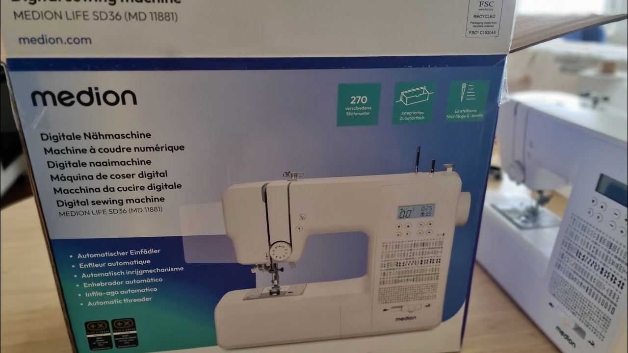 Unboxing & first start of MEDION Digitale Nähmaschine SD36 ( MD11881)