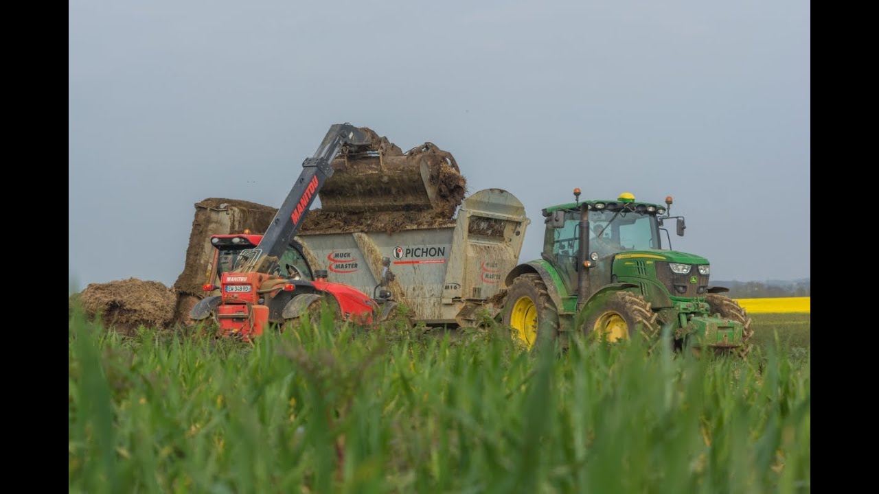 Épandage de fumier 2019 | 2X John Deere 6150r & Pichon Muck Master