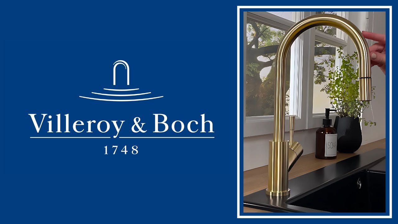 Robinet de cuisine VILLEROY & BOCH Umbrella Flex &ndash; &Eacute;l&eacute;gance or mat & flexibilit&eacute;