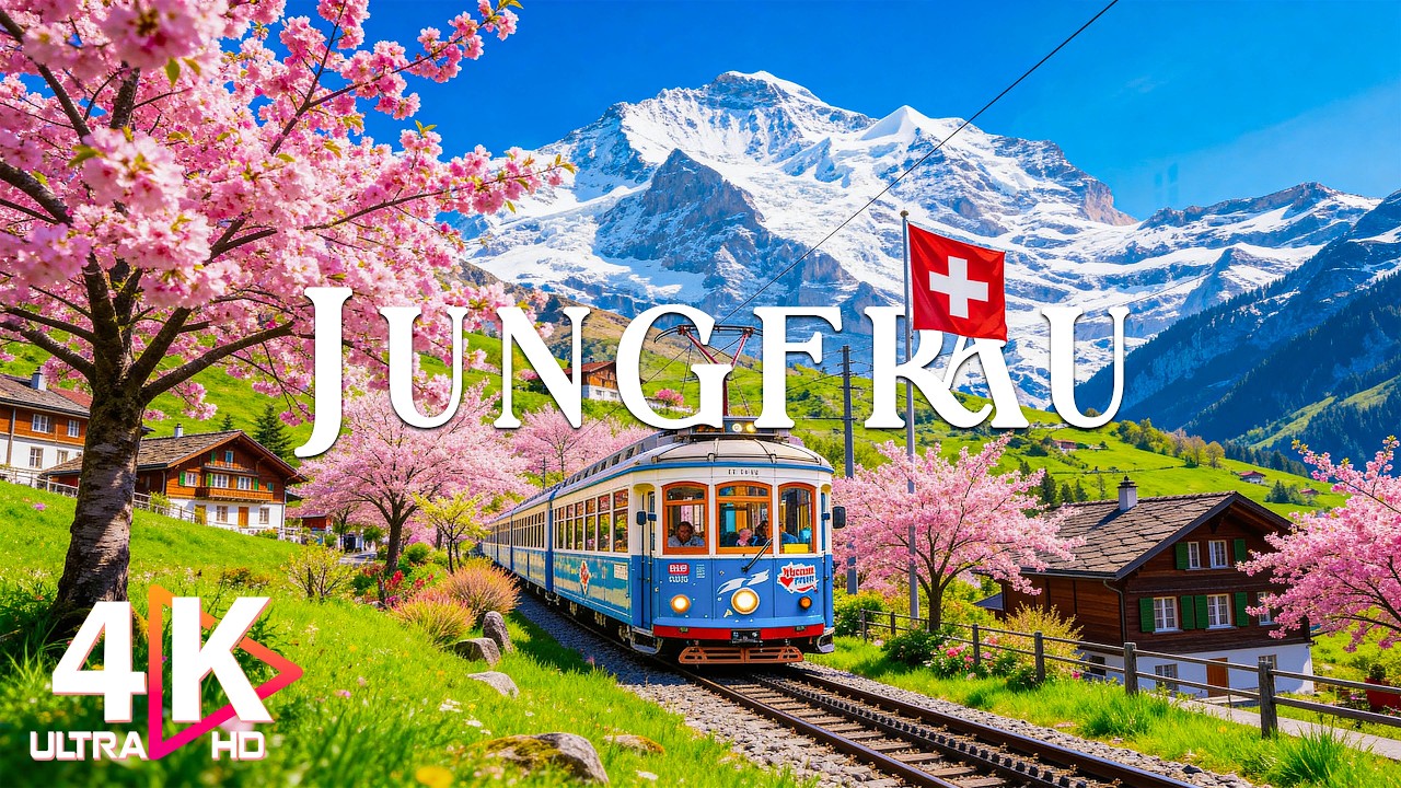 Jungfrau Switzerland 4K 🌸 Alpine Awakening – Blooming Valleys, Melting Glaciers & Quiet Spring Light