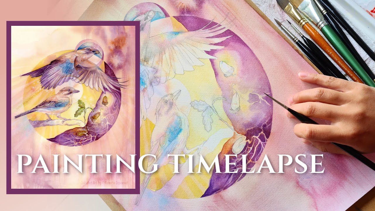 WatercolourJay Bird Spirit timelapse | Shamanic Medicine Art