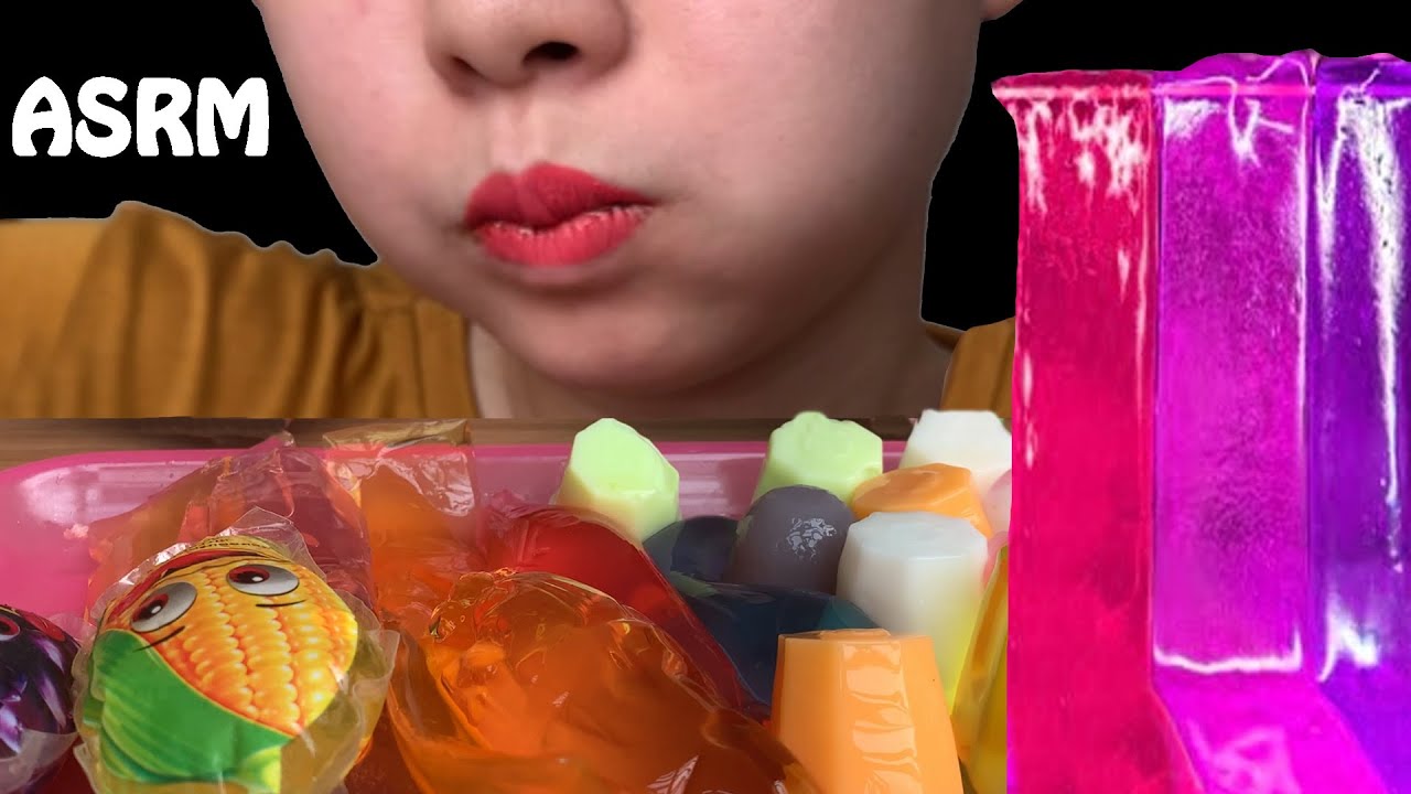 ASMR MUKBANG :) - Cute Girl Eating Colorful Jelly is Super Cute 푸드 아트 챌린지 by DoNaOi