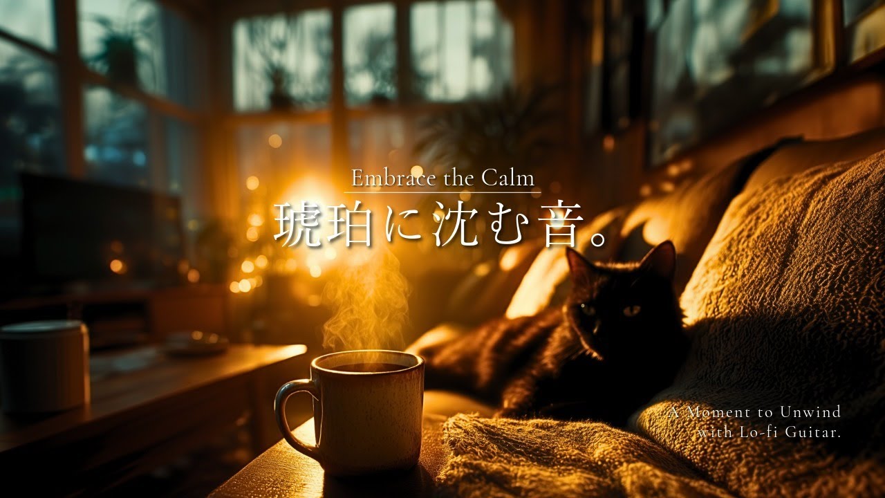 Cozy Night | Submerged in Amber 🌙 Relaxing Lo-fi Guitar for Study, Work and Sleep [90 Min] 🎸