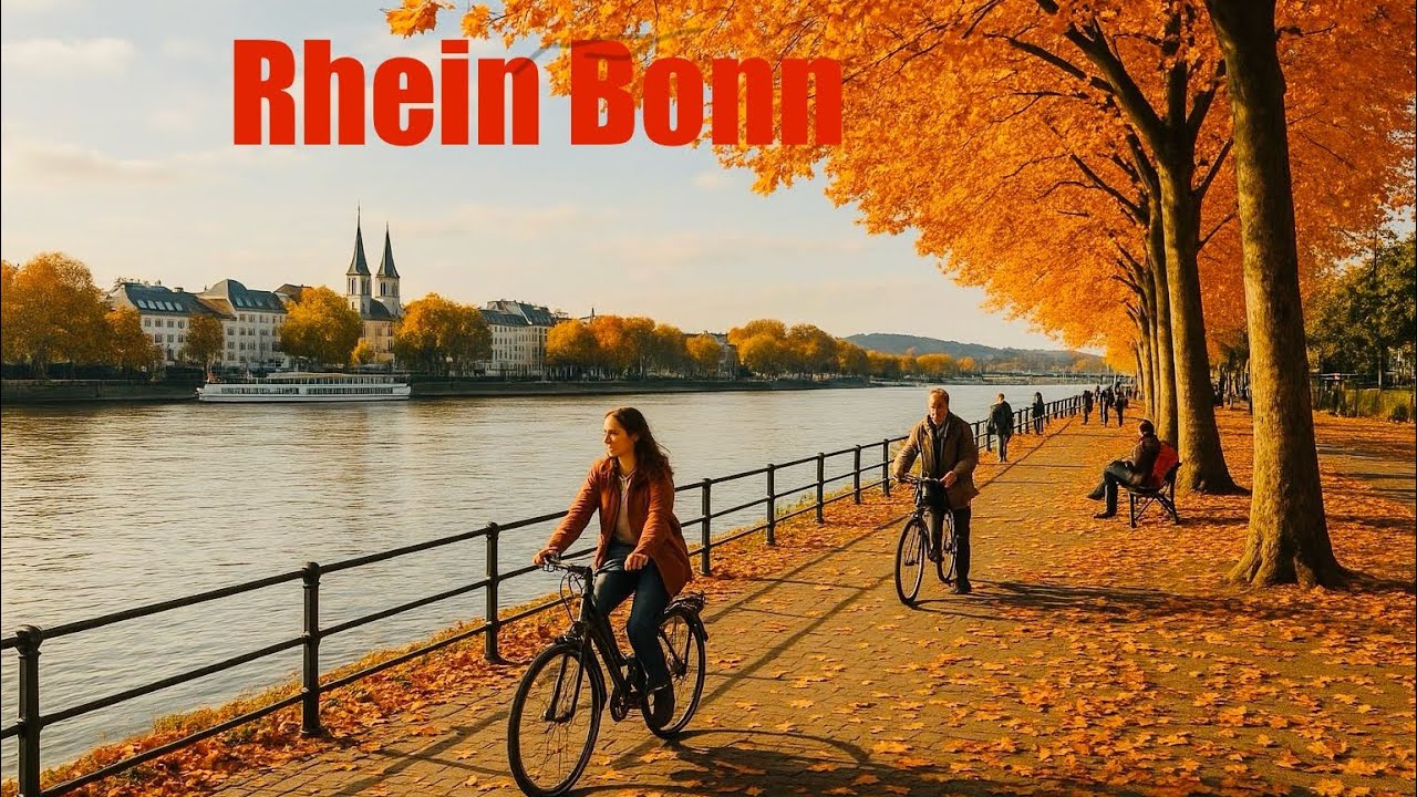 Rhein River Bonn Germany(Deutschland), 4K- 60fps video. Great feeling even cloudy weather. #4k