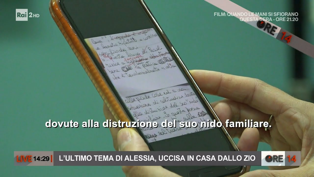 Strage di Licata: l'ultimo tema di Alessia, uccisa dallo zio - Ore 14 del 27/01/2022