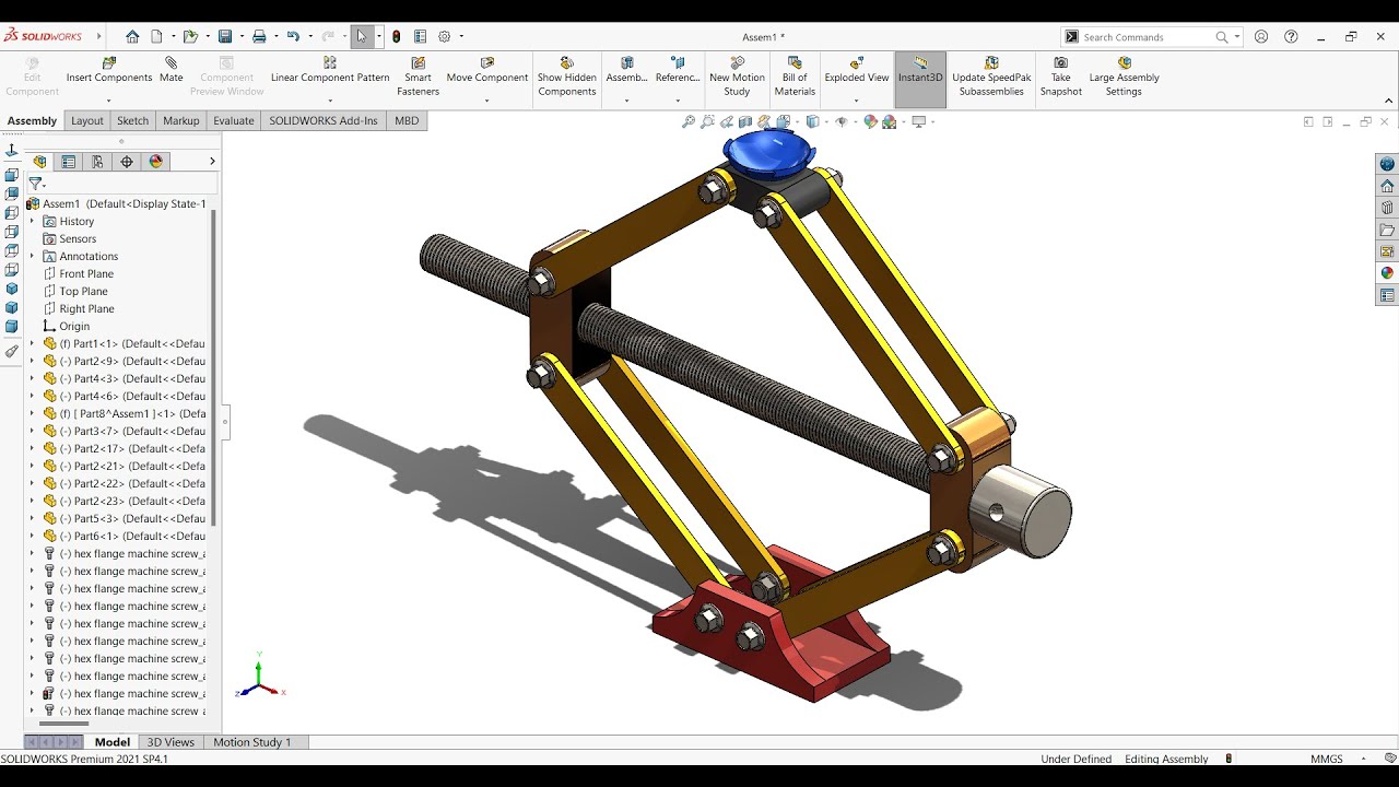 Solidworks Assembly Membuat Alat dongkrak | 4K 60fps