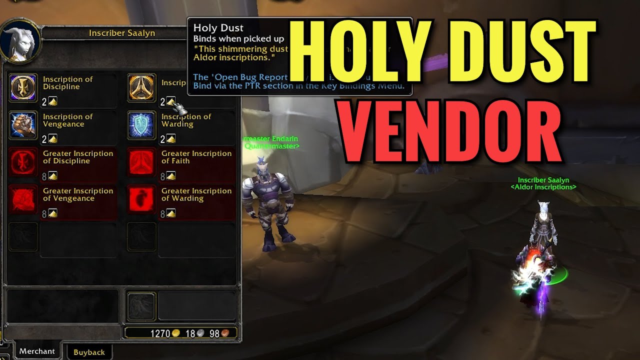 Holy Dust Vendor Location (WoW TBC)