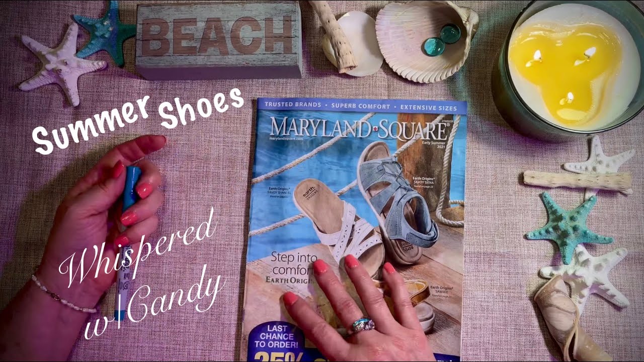 ASMR Summer Shoe Catalog (Whispered w/candy)Page turning/Maryland Square/No talking version tomorrow