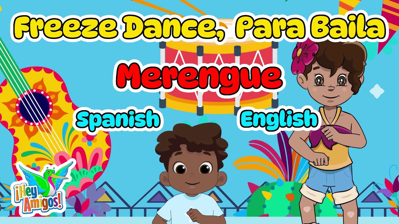 Spanish Freeze Dance 🛑 Para Baila 💃 Bilingual Merengue Activity