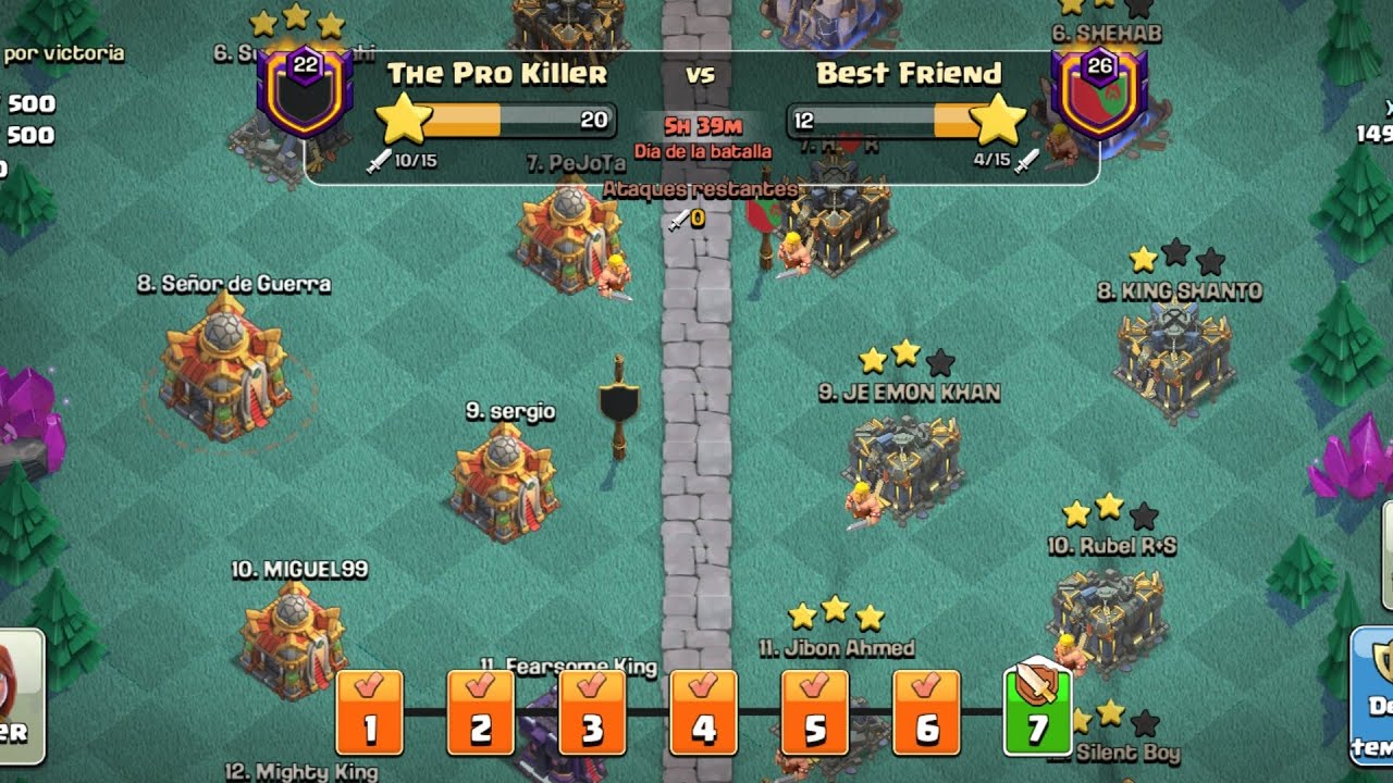 Última ronda de liga clanes The pro Killer 🆚 BEST Friend (descendido)