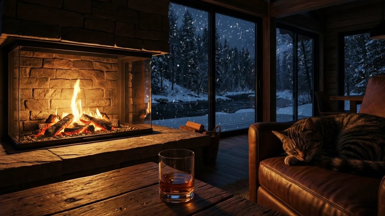 The Most Relaxing Night in a Luxury Mountain Mansion ❄️ Fireplace Sounds & Snowstorm
