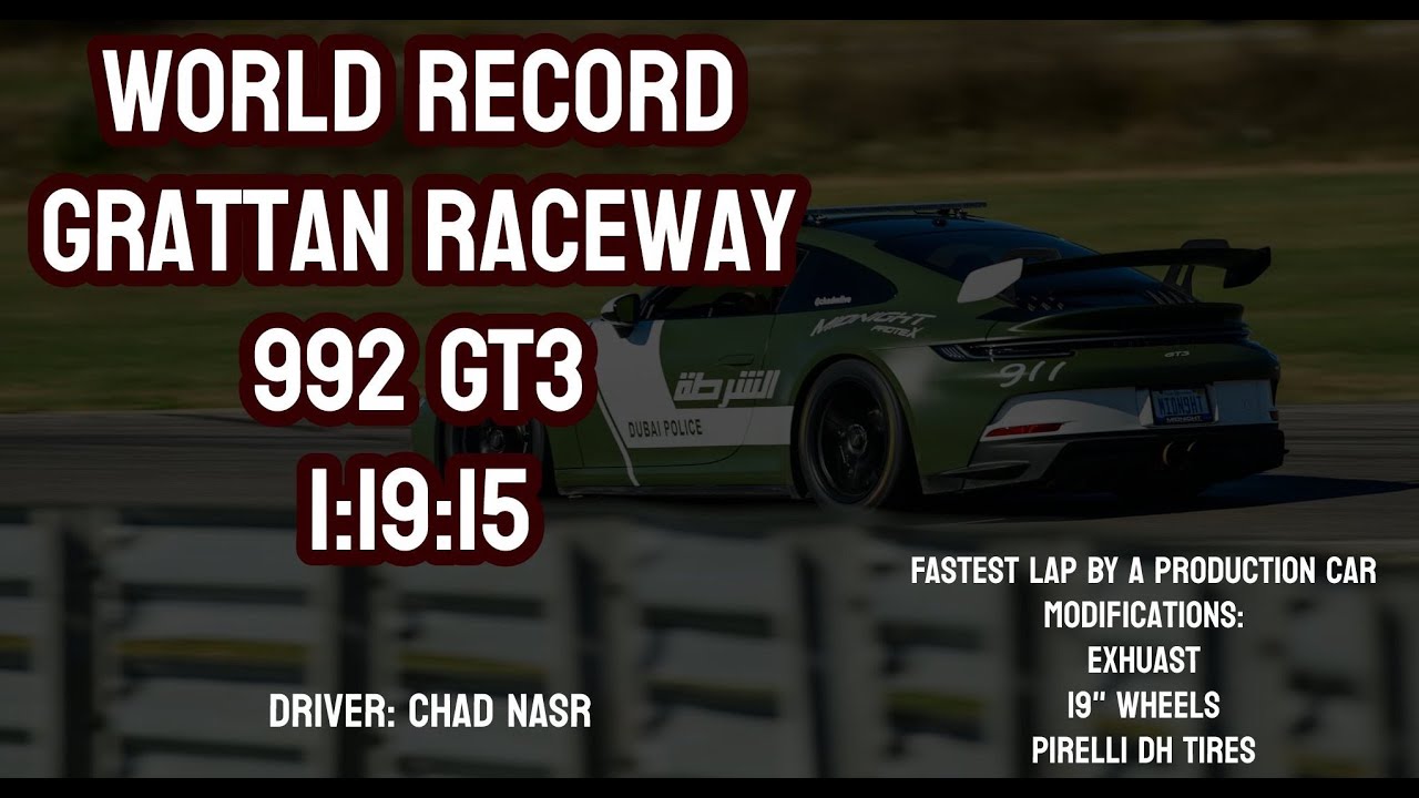 Fastest Lap at Grattan Raceway 1:19:15 Porsche 992 GT3