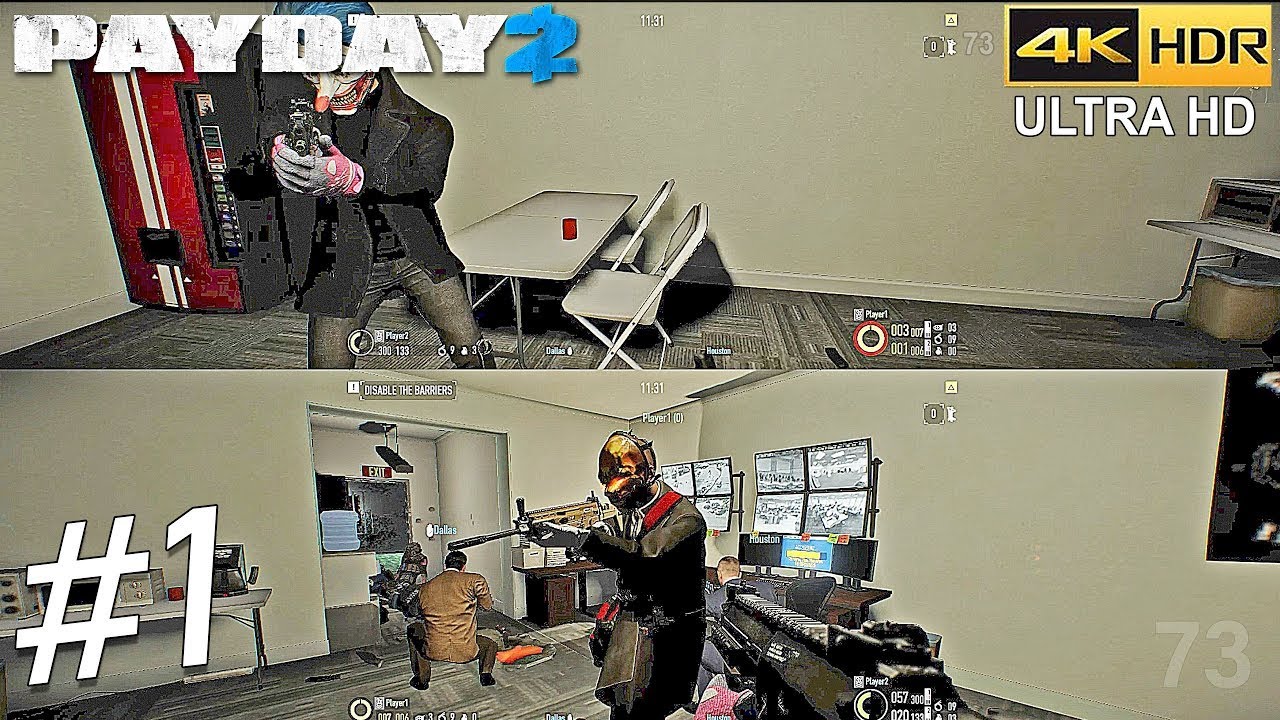 Payday 2 Coop Split Screen 2 Players No Commentary Gameplay #1