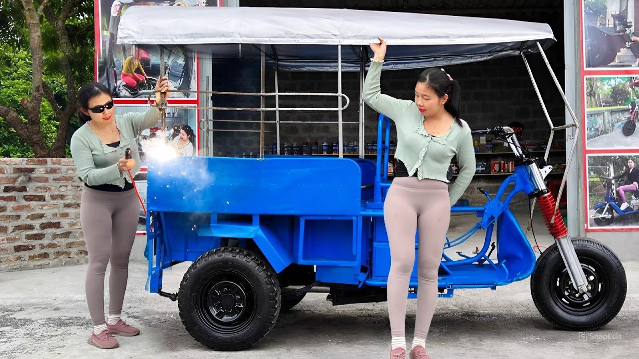 GIRL'S CHALLENGE:  Assemble a Roof for a Tricycle and Sell Them in One Day! Will She Succeed?😮