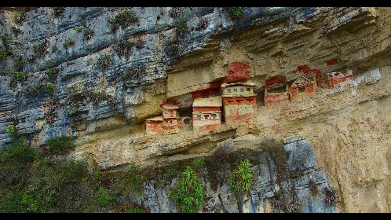 Revash Ruins,  Chachapoyas Peru Drone video - Revash Archaeology Site from Above