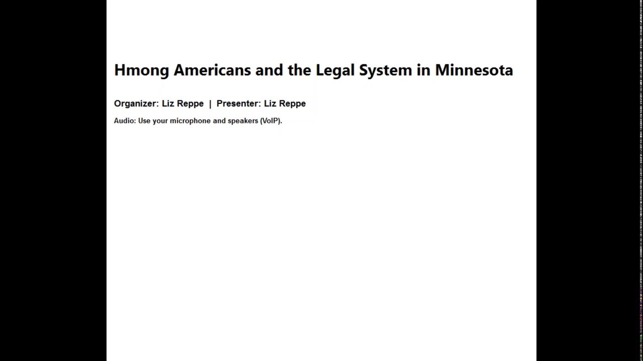 Hmong Americans & the Legal System in MN - SOUND ONLY - NO VIDEO