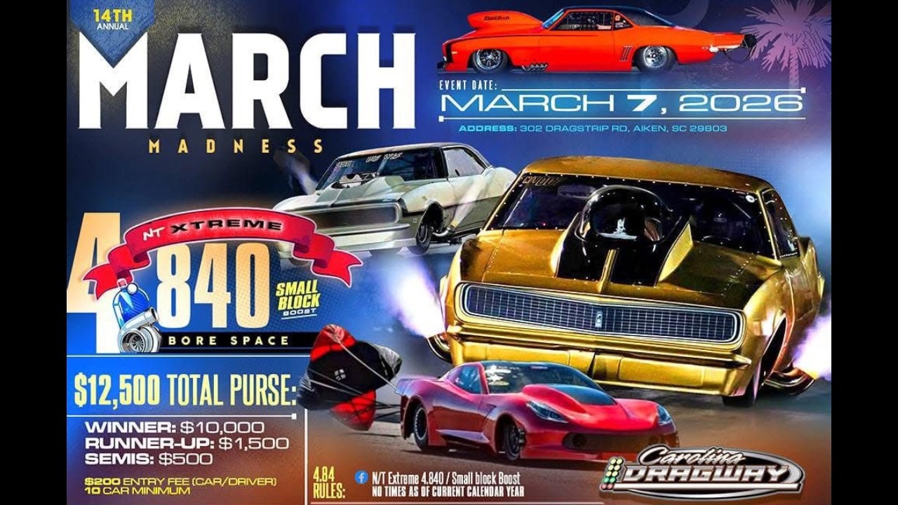 March Madness 2026 LIVE at Carolina Dragway | 4.90 No Clocks Street Kings + NT Xtreme 4.840