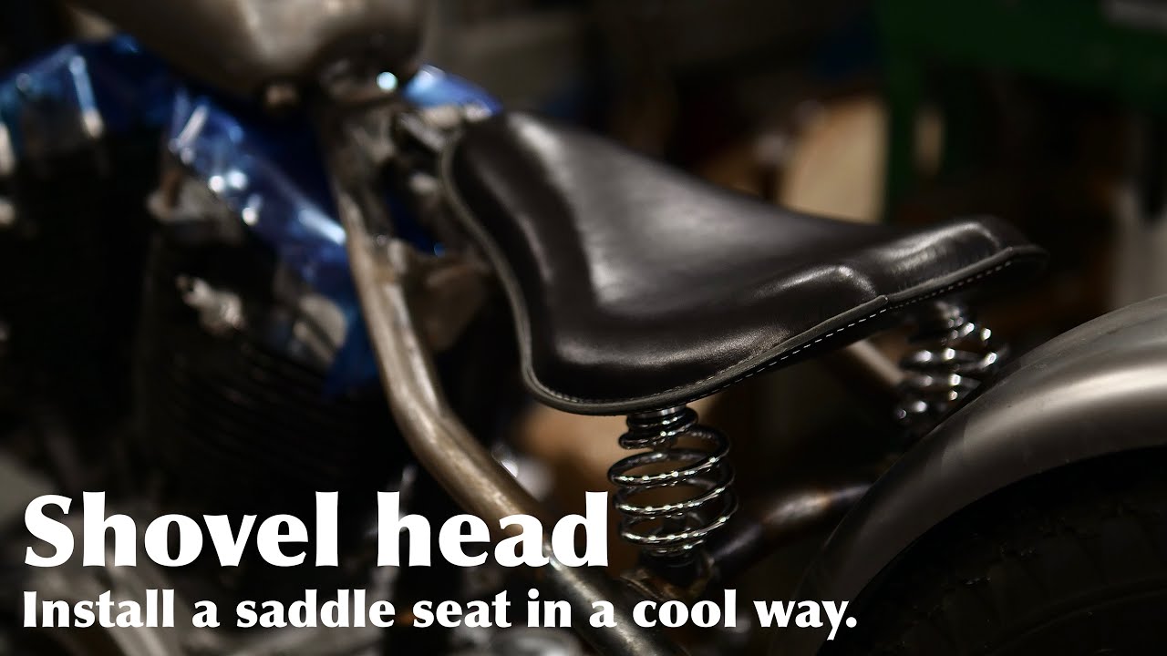 ④【B級チョッパー】汎用ソロシートを手間をかけて取り付け ショベルリジットカスタム General-purpose solo seat installed with a lot of effort