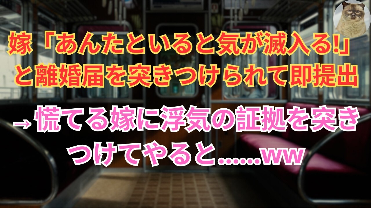 【修羅場】嫁から「あんたといると気が滅入る！」と離婚届を突きつけられて即提出。→慌てる嫁に浮気の証拠を突きつけてやると…ｗｗ