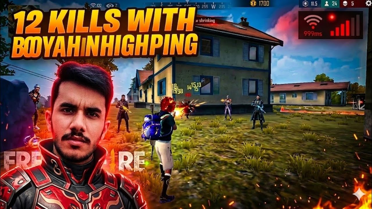 ☠️ 12 kills 🎯 with booyah || but high ping 🥶 || #freefire #umroff #gaming 